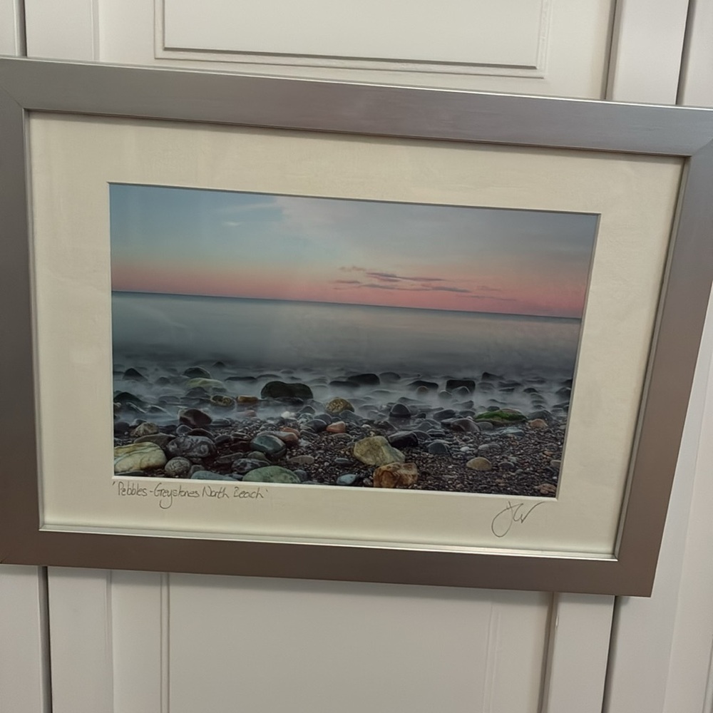 Original Framed Photograph Ireland, Pebbles - Greystones North Beach